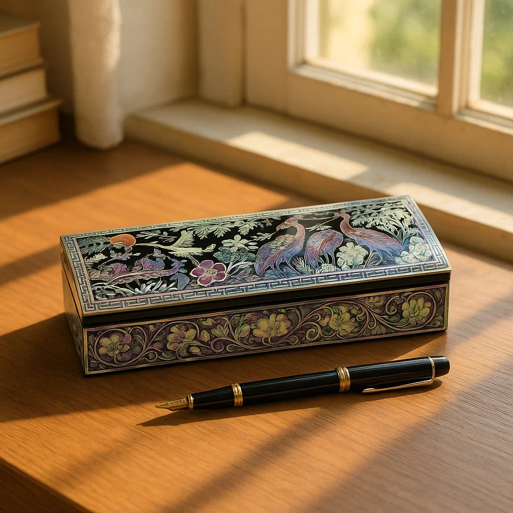 Crane & Pine in Korean Shell Inlay Art – Symbols of Longevity & Resilience